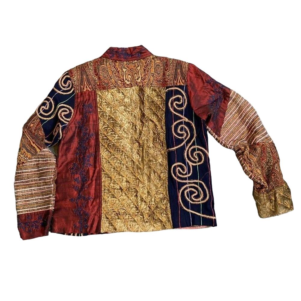 90s Whimsigoth Patchwork Jacket Oversized Sz M Te… - image 5